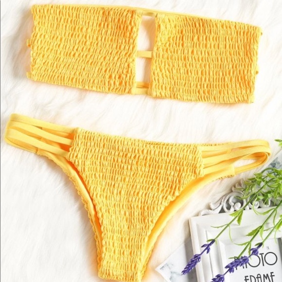 Other - Yellow Bandeau Bikini Set